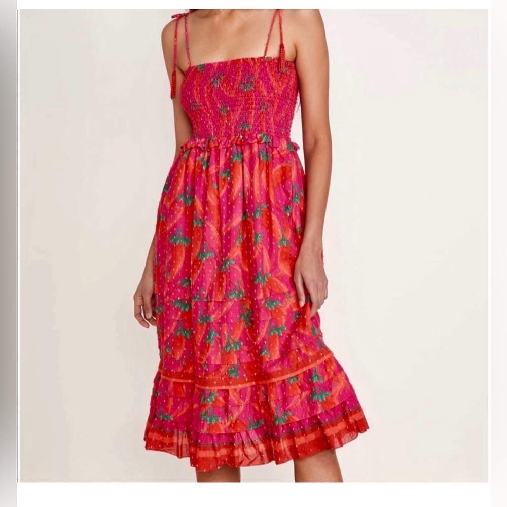FARM Rio Red Pepper Midi Dress S